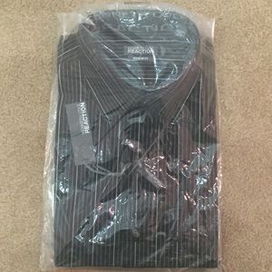 Black pinstripe button down shirt